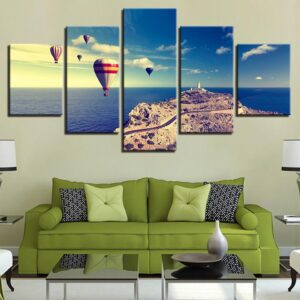 Hot Air Balloon 6 - Nature 5 Panel Canvas Art Wall Decor