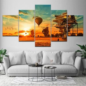 Hot Air Balloon 7 - Nature 5 Panel Canvas Art Wall Decor