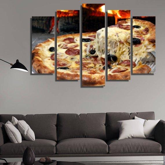 Hot Pizza - Kitchen 5 Panel Canvas Art Wall Decor Hot Pizza - Kitchen 5 Panel Canvas Art Wall Decor