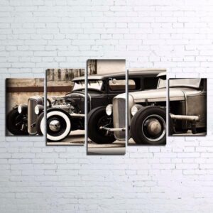 Hot Rod Vintage Street Rod Coupe - Automative 5 Panel Canvas Art Wall Decor