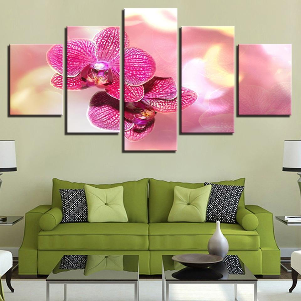 Hotel Beautiful Moth Orchid Flower - Nature 5 Panel Canvas Art Wall Decor Hotel Beautiful Moth Orchid Flower - Nature 5 Panel Canvas Art Wall Decor