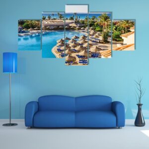 Hotel In Egypt To The Pool - Nature 5 Panel Canvas Art Wall Decor