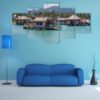 Houses In Water In Amber Cove - Nature 5 Panel Canvas Art Wall Decor