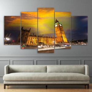 Houses Sky London - Nature 5 Panel Canvas Art Wall Decor