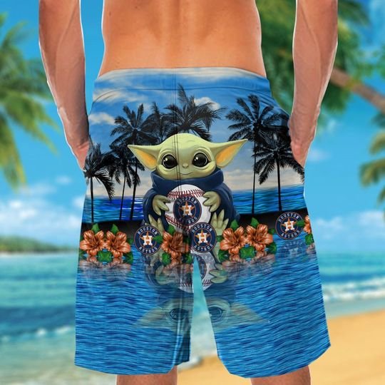 Houston Astros And Baby Yoda Hawaiian Shirt Short Houston Astros And Baby Yoda Hawaiian Shirt Short