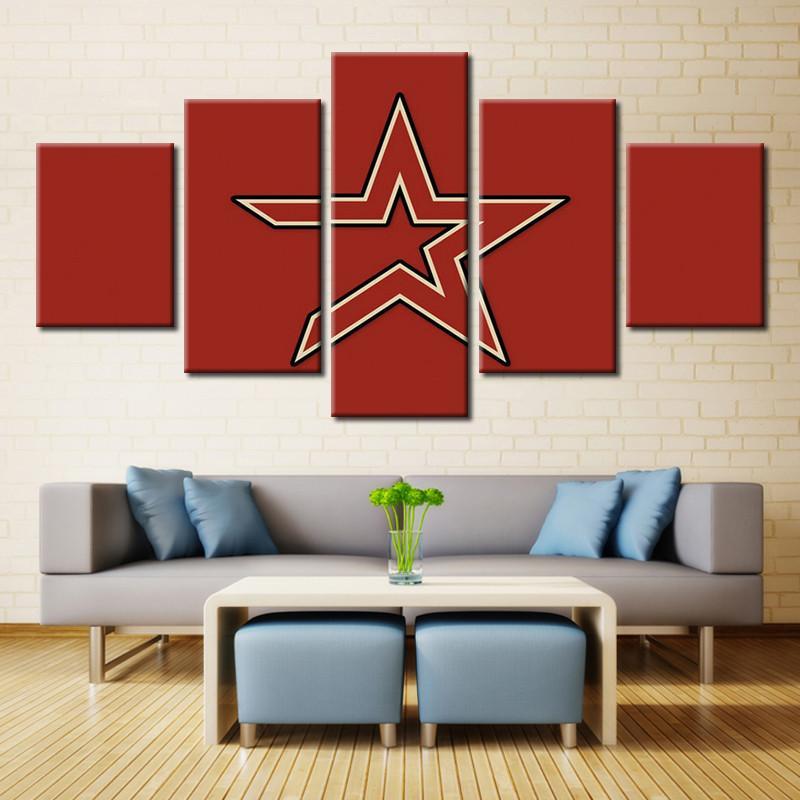 Houston Astros Baseball Club - Sport 5 Panel Canvas Art Wall Decor Houston Astros Baseball Club - Sport 5 Panel Canvas Art Wall Decor