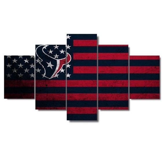 Houston Texans Flag 3 - Abstract 5 Panel Canvas Art Wall Decor Houston Texans Flag 3 - Abstract 5 Panel Canvas Art Wall Decor