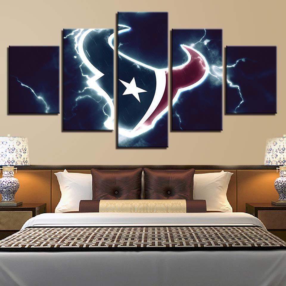 Houston Texans Logo Sport - 5 Panel Canvas Art Wall Decor Houston Texans Logo Sport - 5 Panel Canvas Art Wall Decor