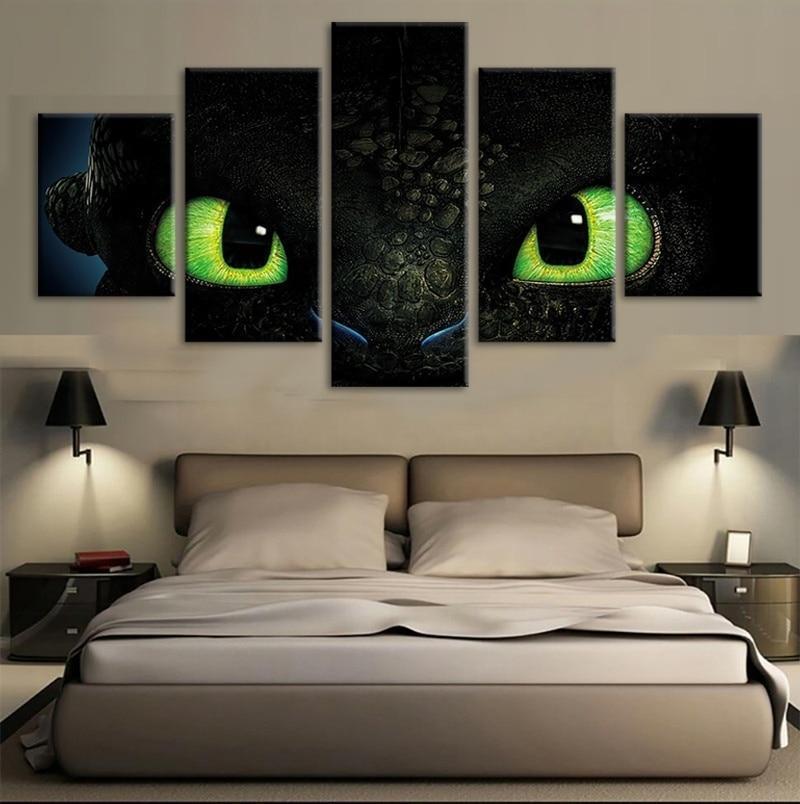 How To Train Your Dragon Black Dragon Movie - 5 Panel Canvas Art Wall Decor How To Train Your Dragon Black Dragon Movie - 5 Panel Canvas Art Wall Decor