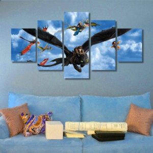 How To Train Your Dragon - Movie 5 Panel Canvas Art Wall Decor