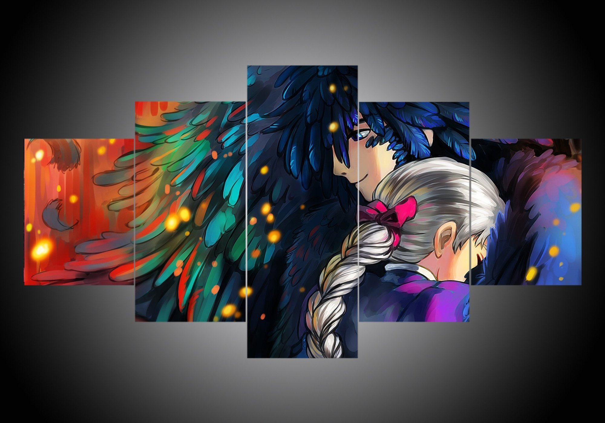 Howl’S Moving Castle - Anime 5 Panel Canvas Art Wall Decor Howl’S Moving Castle - Anime 5 Panel Canvas Art Wall Decor
