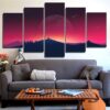 Howling Wolf Carving - Space Universe 5 Panel Canvas Art Wall Decor