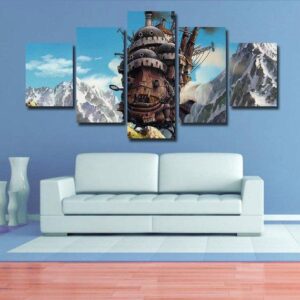Howls moving castle 02 - Anime 5 Panel Canvas Art Wall Decor