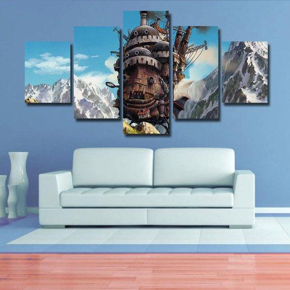 Howls moving castle 02 - Anime 5 Panel Canvas Art Wall Decor Howls moving castle 02 - Anime 5 Panel Canvas Art Wall Decor