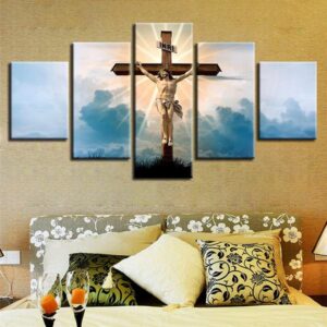 Hristian Religion Jesus God Cross Landscape - Religion 5 Panel Canvas Art Wall Decor