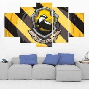 Hufflepuff Crest Harry Potter - Movie 5 Panel Canvas Art Wall Decor