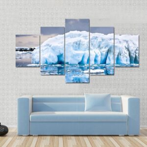 Huge Iceberg In Antarctica - Nature 5 Panel Canvas Art Wall Decor