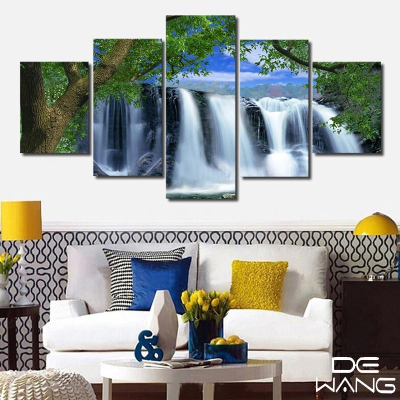 Huge Waterfall - Nature 5 Panel Canvas Art Wall Decor Huge Waterfall - Nature 5 Panel Canvas Art Wall Decor