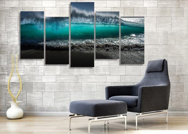 Huge Wave - Space 5 Panel Canvas Art Wall Decor Huge Wave - Space 5 Panel Canvas Art Wall Decor