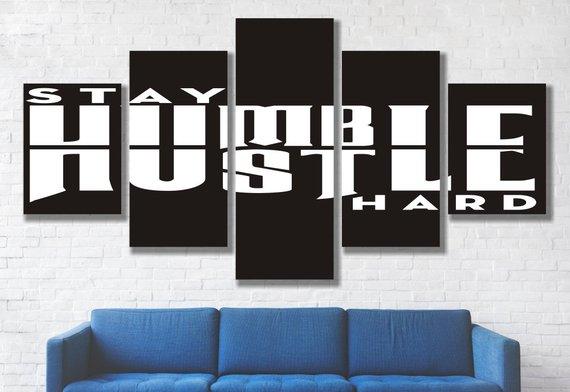 Humble Hustle - Abstract 5 Panel Canvas Art Wall Decor Humble Hustle - Abstract 5 Panel Canvas Art Wall Decor