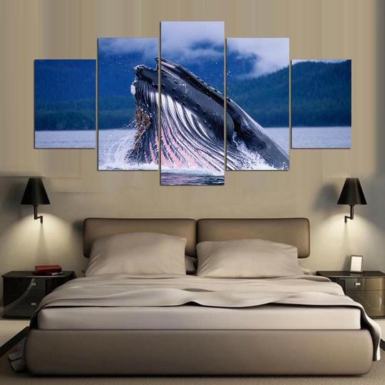 Humpback Whale Surface Feeding - Animal 5 Panel Canvas Art Wall Decor Humpback Whale Surface Feeding - Animal 5 Panel Canvas Art Wall Decor