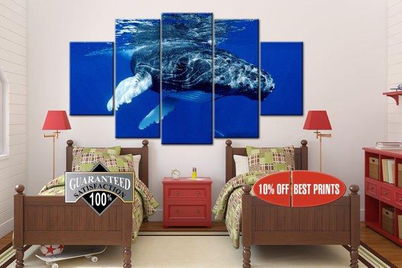 Humpback Whale - Animal 5 Panel Canvas Art Wall Decor Humpback Whale - Animal 5 Panel Canvas Art Wall Decor