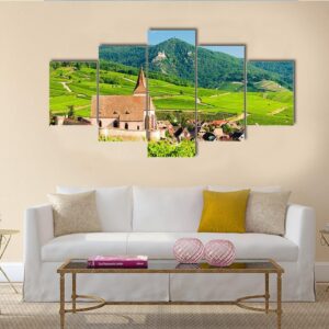 Hunawihr Village In Alsace - Nature 5 Panel Canvas Art Wall Decor
