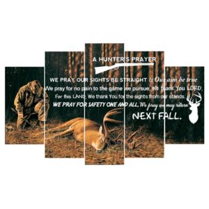 Hunters Prayer Deer Hunt Wildlife - Hunting 5 Panel Canvas Art Wall Decor