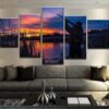 Hunting At Dusk 1 - Hunting 5 Panel Canvas Art Wall Decor