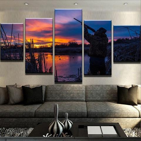 Hunting At Dusk 1 - Hunting 5 Panel Canvas Art Wall Decor Hunting At Dusk 1 - Hunting 5 Panel Canvas Art Wall Decor