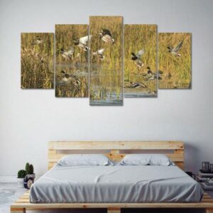 Hunting Ducks Marsh Wildlife - Hunting 5 Panel Canvas Art Wall Decor