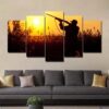 Hunting Sunset 02 - Career 5 Panel Canvas Art Wall Decor