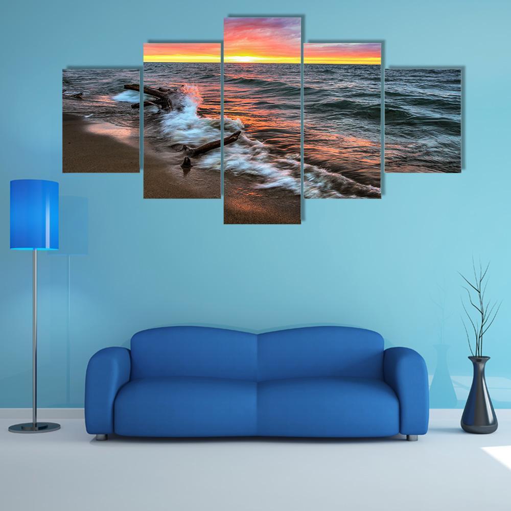 Huron Lake - Nature 5 Panel Canvas Art Wall Decor Huron Lake - Nature 5 Panel Canvas Art Wall Decor