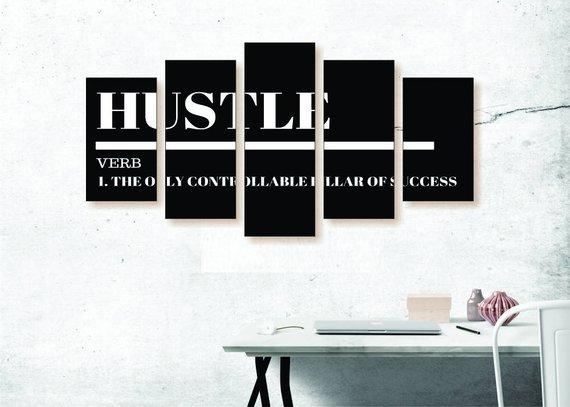 Hustle - Abstract 5 Panel Canvas Art Wall Decor Hustle - Abstract 5 Panel Canvas Art Wall Decor