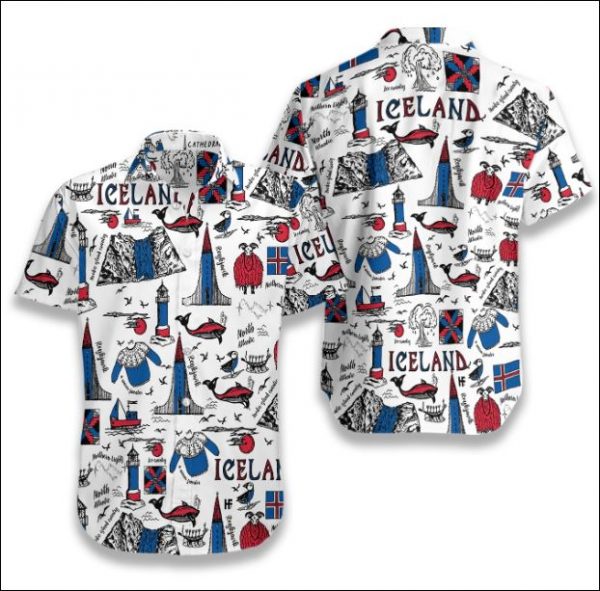 I Love Iceland Doodle Hawaiian Shirt Summer Button Up I Love Iceland Doodle Hawaiian Shirt Summer Button Up