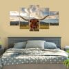 I Love Texas Longhorn Cattle - Animal 5 Panel Canvas Art Wall Decor