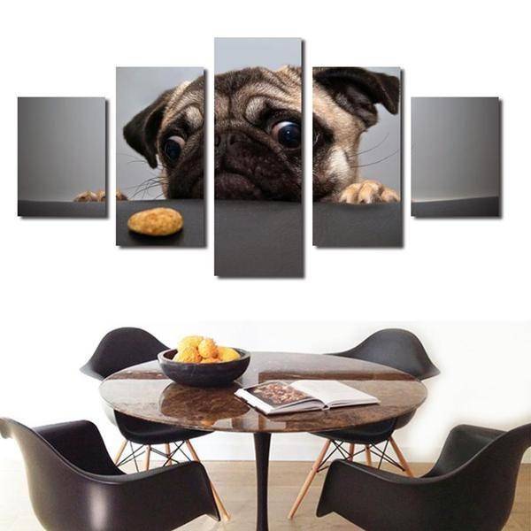 I Want That Cookie Pug Face - Animal 5 Panel Canvas Art Wall Decor I Want That Cookie Pug Face - Animal 5 Panel Canvas Art Wall Decor