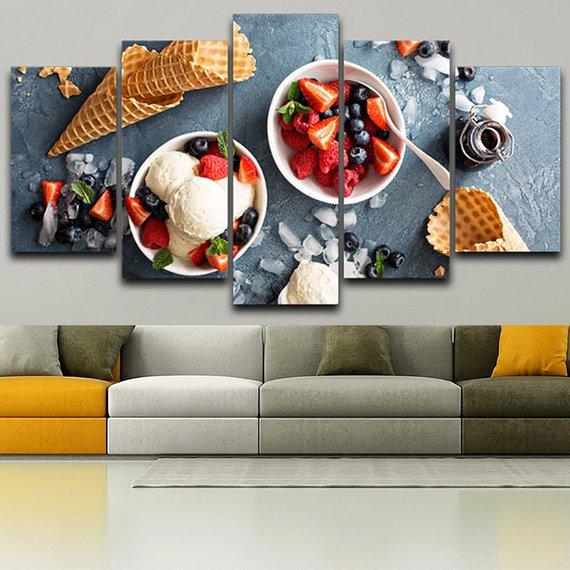 Ice Cream Delicious Ice Cream - Kitchen 5 Panel Canvas Art Wall Decor Ice Cream Delicious Ice Cream - Kitchen 5 Panel Canvas Art Wall Decor