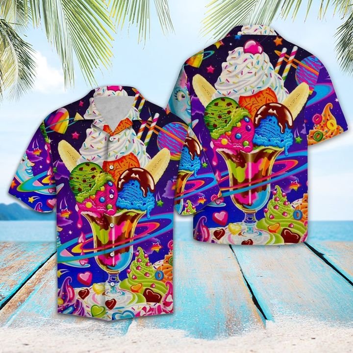 Ice Cream Planet Hawaiian Shirt Summer Button Up Ice Cream Planet Hawaiian Shirt Summer Button Up