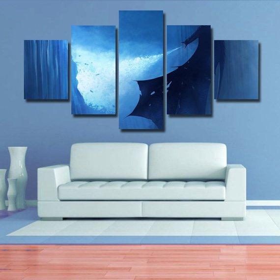 Ice Dragon - Movie 5 Panel Canvas Art Wall Decor Ice Dragon - Movie 5 Panel Canvas Art Wall Decor