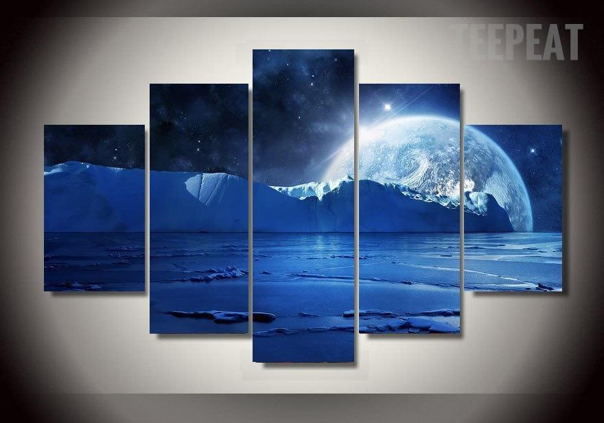 Iceberg In The Sea - Nature 5 Panel Canvas Art Wall Decor Iceberg In The Sea - Nature 5 Panel Canvas Art Wall Decor
