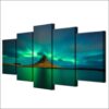 Iceland Aurora - Nature 5 Panel Canvas Art Wall Decor