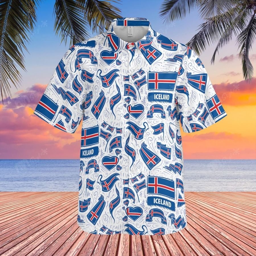 Iceland Flag Pattern Hawaii Shirt Iceland Flag Pattern Hawaii Shirt