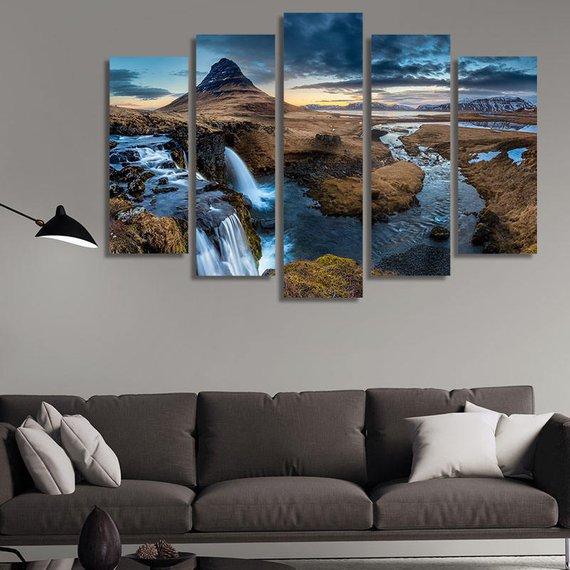 Iceland Landscape 03 - Nature 5 Panel Canvas Art Wall Decor Iceland Landscape 03 - Nature 5 Panel Canvas Art Wall Decor