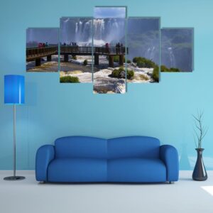 Iguassu Falls In Brazil - Nature 5 Panel Canvas Art Wall Decor