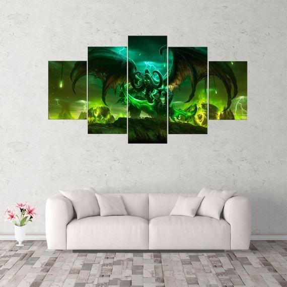 Illidan World Of Warcraft - Gaming 5 Panel Canvas Art Wall Decor Illidan World Of Warcraft - Gaming 5 Panel Canvas Art Wall Decor