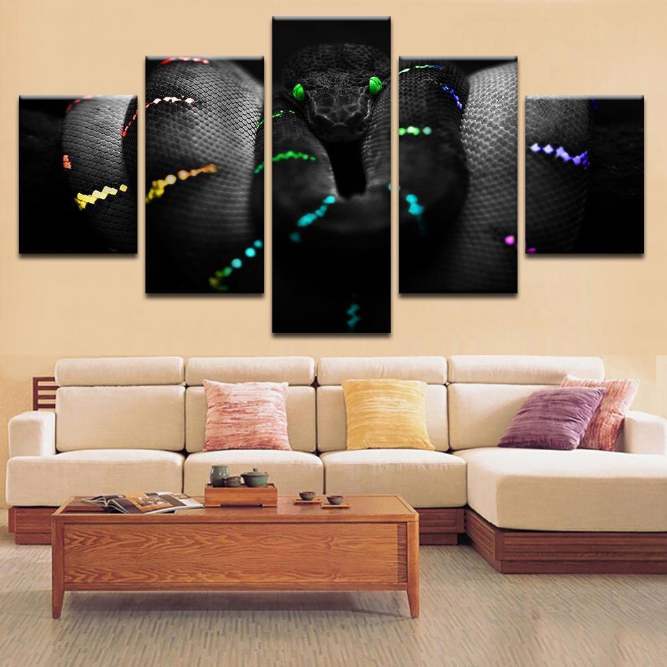 Illuminated Snake - Animal 5 Panel Canvas Art Wall Decor Illuminated Snake - Animal 5 Panel Canvas Art Wall Decor