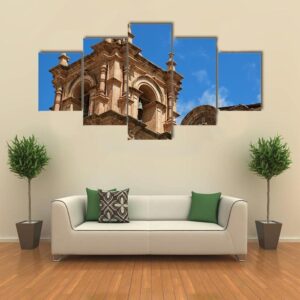 Impressive Bell Tower Of Puno Cathedral - Religion 5 Panel Canvas Art Wall Decor