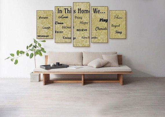 In This Home - Abstract 5 Panel Canvas Art Wall Decor In This Home - Abstract 5 Panel Canvas Art Wall Decor