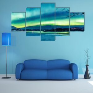 Incredible Northern Lights - Nature 5 Panel Canvas Art Wall Decor